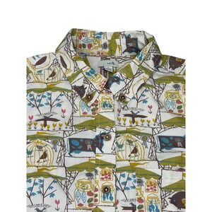 Odille Anthropologie Womens County Fair Novelty Print Cotton Button Down Shirt 6